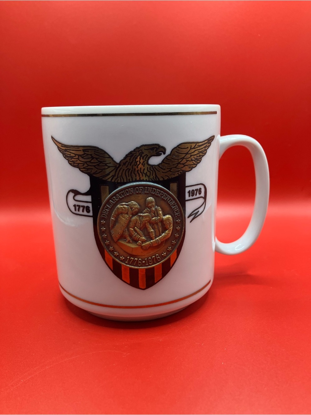 Vintage Bicentennial Commemorative Patriotic Eagle Ceramic Coffee Mug